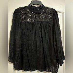 Express Black Crochet Detail Blouse